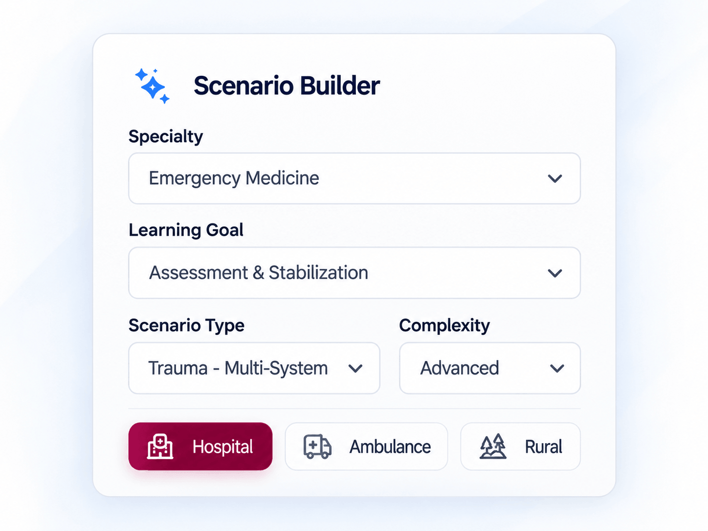 Esculapio configurable scenario builder